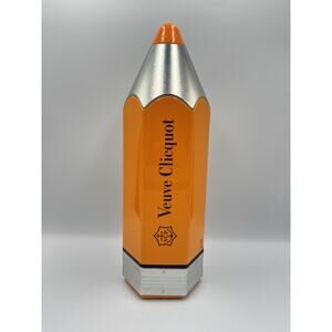 Veuve Clicquot Orange Pencil Champagne Bottle Holder Metal Tin